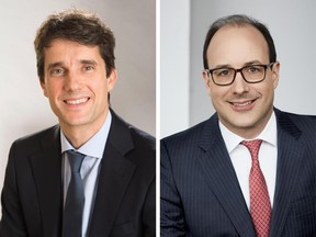 Stéphane Etroy, left, is leaving his job as executive vice-president and head of international private equity, as the Caisse de dépôt et placement du Québec consolidates private investments under executive vice-president Charles Émond, right.