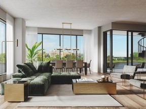 The elegant and refined condominiums range from 560 sq. ft. to 2,000 sq. ft and make up the bulk of the project.