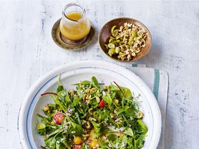 Tanoreen Green Salad from the cookbook Olives, Lemons and Za'atar by Rawia Bishara.
