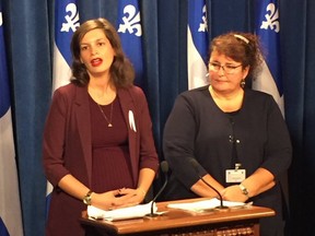 Quebec Public Security Minister ⁦Geneviève Guilbault, left, introduces Johanne Beausoleil, the new interim head of ⁦
Sûreté du Québec, to the media in Quebec City on Wednesday, Nov. 27, 2019.