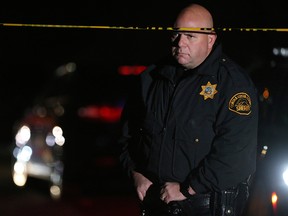 Contra Costa County Sheriff deputies investigate a multiple shooting in Orinda, Calif., on Thursday, Oct. 31, 2019.