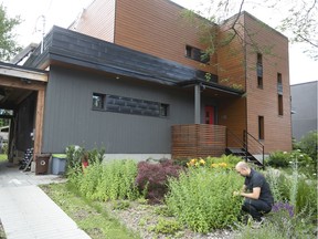 Damien Chaveron is seen in front of his Passive House in Montreal on July 23, 2019.