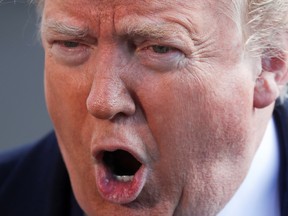 U.S. President Donald Trump speaks to reporters as he departs for travel to Georgia from the South Lawn of the White House in Washington, D.C., on Friday, Nov. 8, 2019.