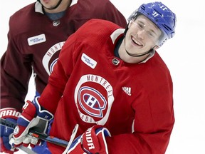 The Canadiens’ Brendan Gallagher smiles during practice at the Bell Sports Complex in Brossard on Jan. 31, 2019.