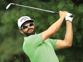 Adam Hadwin of Canada plays his shot from the second tee during the final round of The Northern Trust on August 26, 2018, at the Ridgewood Championship Course in Ridgewood, N.J.