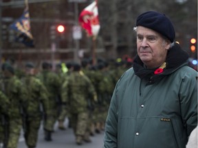 Retired Westmount councillor Patrick Martin, who is leading the fundraising effort, is seen at the Remembrance Day ceremony in Westmount on Nov. 10.