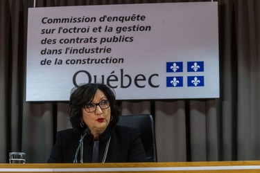 Justice France Charbonneau presided over a public inquiry into collusion and corruption in the construction industry that ran from 2011 to 2015.
