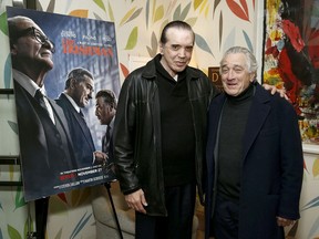 Chazz Palminteri and Robert De Niro attend The Irishman NY Tastemaker at the Whitby Hotel on Nov. 19, 2019 in New York City.