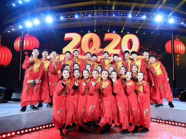 Chinese people celebrate the New Year during a New Year's Eve event at Shougang Park on December 31, 2019 in Beijing, China. China prepares a countdown event on December 31 to welcome the new year 2020.