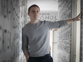 Landlord Henry Zavriyev in the Notre-Dame-de-Grâce apartment where explicit text was written or painted on the walls by a former tenant.