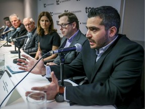 Andrew Mulé, vice president and director general of Métro Média makes a statement at a press conference with union leaders and publishers in defence of Publisac in Montreal Monday December 9, 2019.