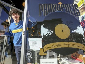 Jordan Robson Cramer at his Phonopolis record store in Montreal's Mile End.