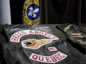 Hells Angels garb is on display following a police raid in 2018.