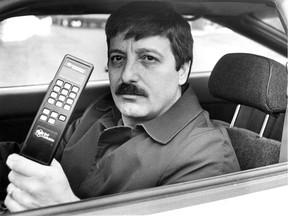 Cellular phones were still a relatively new phenomenon on Dec. 17, 1987, when we published this photo of Roger Pelletier of St-Hilaire, nicknamed "Reliable Roger." He was among the cellphone-owning commuters who were regular callers to CBC Radio traffic reporter Janet Torge.