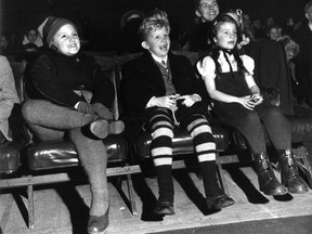 Children watch a performance of Kings in Nomania, a Christmas play, at Victoria Hall in Westmount in 1946.