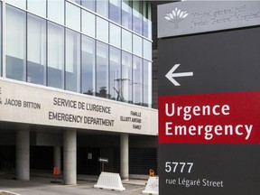 The Jewish General Hospital emergency entrance on Legace Street in Montreal, on Wednesday, May 2, 2018. (Dave Sidaway / MONTREAL GAZETTE) ORG XMIT: 60587