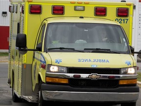 closeup of yellow ambulance