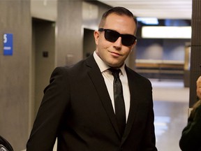 Atalante Québec leader Raphaël Lévesque at the Palais de Justice.