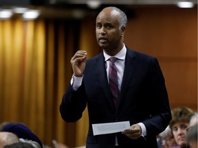 Canada's Minister of Families, Children and Social Development Ahmed Hussen speaks during Question Period in the House of Commons on Parliament Hill in Ottawa, Ontario, Canada, December 9, 2019.  REUTERS/Blair Gable