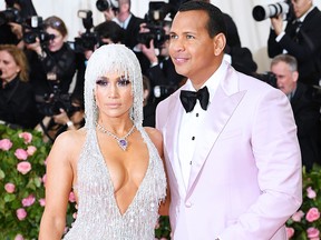 Jennifer Lopez and Alex Rodriguez attend The 2019 Met Gala Celebrating Camp: Notes on Fashion at Metropolitan Museum of Art on May 6, 2019, in New York City.