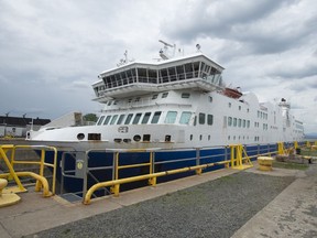 Italian-built ferry F.A. Gauthier is docked for repairs at Davie Shipyard in Lévis on Tuesday, July 16, 2019.