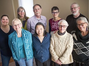 Front row, left to right: Valerie Tsmith, Margery Street, Mary Huang, Diana Armour, Jane Keeler, and back row left to right: Caroline Balderston Parry, Elliot Sherman, Jennifer Craven, and Jake Morrison of Concorde cohousing Saturday November 30, 2019.