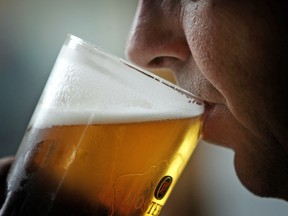 A pint of beer consumed in Glasgow, where the Scottish Executive announced a campaign in 2004 to curb binge drinking that included a ban on happy hour.