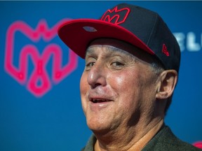 Gary Stern tries on a Montreal Alouettes cap at press conference announcing him, with partner Sid Spiegel, as new onwers of the team, in Montreal Monday January 6, 2020.