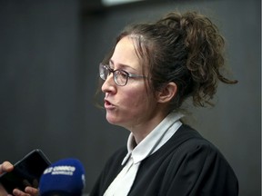 Crown prosecutor Catherine Perrault speaks to reporters following the sentencing of murderer Septimus Neverson in Montreal Jan. 10, 2020.