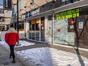 The vacant American Apparel store on St-Denis St. south of Duluth St. in Montreal is seen on Thursday, Jan. 9, 2020.