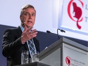 CN Rail CEO Jean-Jacques Ruest addresses the Canadian Club of Montreal at the Queen Elizabeth Hotel in Montreal on Monday, Jan. 13, 2020.