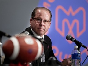 Newly appointed general manager of the Montreal Alouettes, Danny Maciocia, attends a news conference in Montreal, on Jan. 13, 2020.