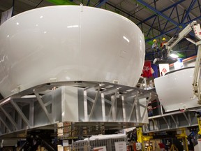 A view of flight simulators at CAE headquarters in St-Laurent.