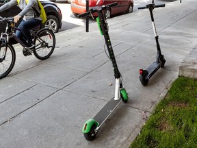 E-scooters "are placed anywhere and everywhere. They block sidewalks for seniors and for people with limited mobility who use wheelchairs," says Ensemble Montréal Leader Lionel Perez.