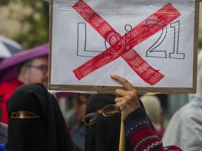 Protesters rally against Bill 21 in Montreal in September 2019.