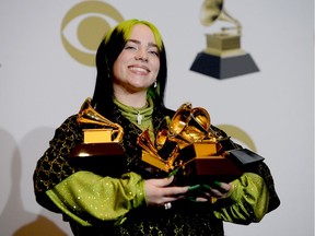 LOS ANGELES, CALIFORNIA - JANUARY 26: Billie Eilish poses in the press room during the 62nd Annual GRAMMY Awards at Staples Center on January 26, 2020 in Los Angeles, California.