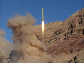 A long-range Qadr ballistic missile is launched in the Alborz mountain range in northern Iran on March 9, 2016.
