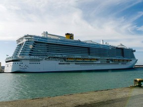 The Costa Smeralda cruise ship is docked in the Civitavecchia port 70km north of Rome on Jan. 30, 2020.