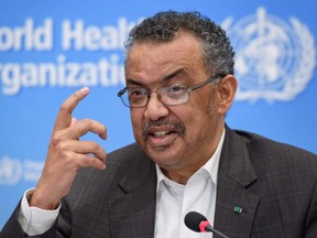 World Health Organization (WHO) Director-General Tedros Adhanom Ghebreyesus arrives for a press conference following a WHO Emergency committee to discuss whether the Coronavirus, the SARS-like virus, outbreak that began in China constitutes an international health emergency, on January 30, 2020 in Geneva.