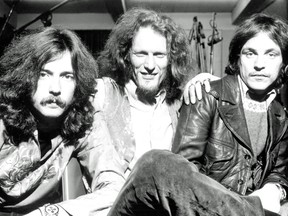 Ginger Baker (middle) with Jack Bruce (right) and Eric Clapton in Cream, Oct. 25, 2014.