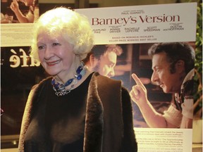 Florence Richler at the premiere of the film Barney's Version in Montreal on Nov. 3, 2010, at the Imperial Theatre. The film is based on the novel by her late husband Mordecai Richler.