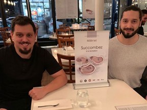 Christophe Joubert and Étienne Marcoux ate 492 oysters in 27 minutes.