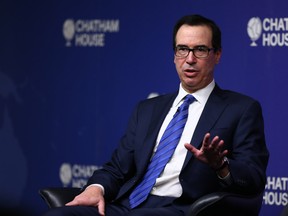 Steven Mnuchin, U.S. Treasury secretary, speaks at Chatham House in London on Saturday, Jan. 25, 2020.