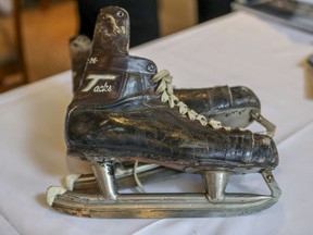 CCM Tacks skates Jean Beliveau was wearing when he scored his 500th NHL goal in 1971. They are among the Béliveau memorabilia that is being auctioned by Classic Auctions on behalf of Béliveau's family, in Montreal Tuesday February 4, 2020.