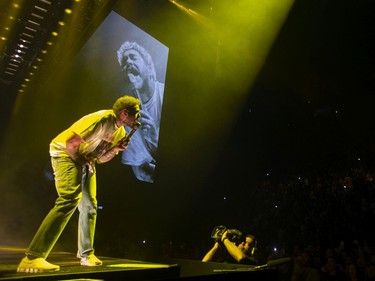 MONTREAL, QUE: February 16, 2020 --  Singer/rapper Post Malone performs in concert at the Bell Centre in Montreal, February 16, 2020.  (Christinne Muschi / MONTREAL GAZETTE)      ORG XMIT: 63957