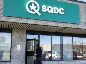 A customer enters the Société québécoise du cannabis store in Pointe-Claire, on Monday Feb. 17, 2020. It was the SDQC's first day of business in the West Island.