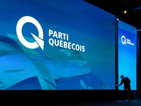 Parti Québécois backdrop for the 2017 policy convention at the Palais des congrés in Montreal on Sept. 8, 2017.