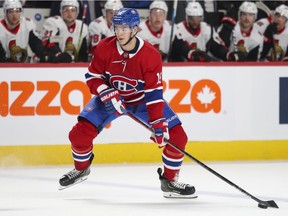 Montreal Canadiens' Jesperi Kotkaniemi looks to pass during third period against the Ottawa Senators in Montreal on Nov. 20, 2019.