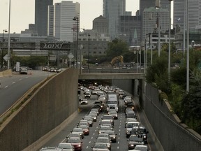 The westbound Ville-Marie tunnel (Highway 720) will be closed until 5 a.m. Monday between Exit 5  (Robert-Bourassa Blvd., A-10 EST / Samuel de Champlain Bridge, R-112 / Victoria Bridge) and the Lucien-L’Allier access ramp. Access to the westbound Ville-Marie tunnel from St-Antoine St. and Hôtel-de-Ville Ave. / Sanguinet St. will also be closed.