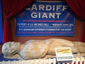 The Cardiff Giant is seen on display at the Farmers' Museum in Cooperstown, N.Y. in 2013. "By 1870, the giant ruse had been widely ridiculed by scientists and finally came to an end when the Chicago sculptor who had chiselled the “petrified man” confessed," Joe Schwarcz writes.